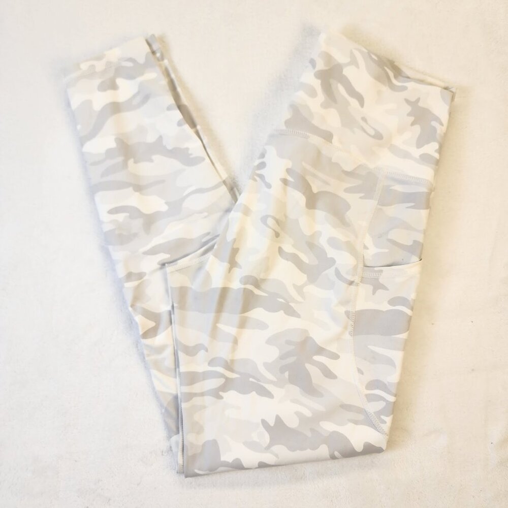 Ododos Leggings Womens Large Grey/White Camo Side Pockets